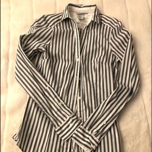 Grey and white striped crisp button down shirt size 2